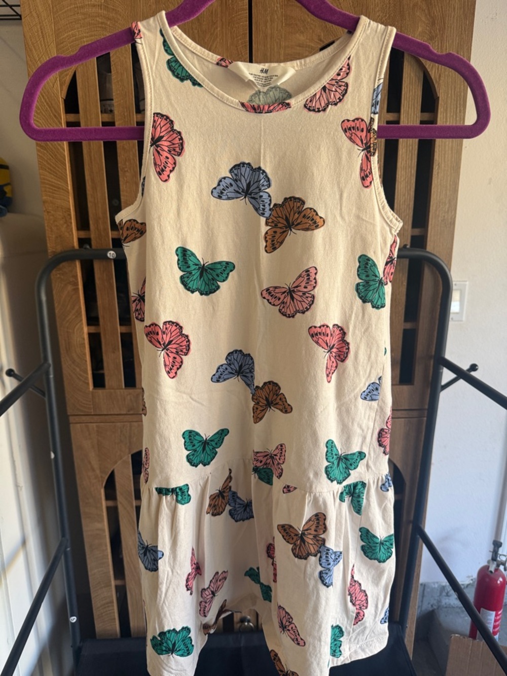 H&M Cream Dress with Multicolor Butterfly Print